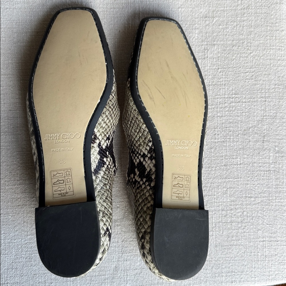 JIMMY CHOO Modell Squared Toe Snake Flats Sz 36 - Picture 8 of 10